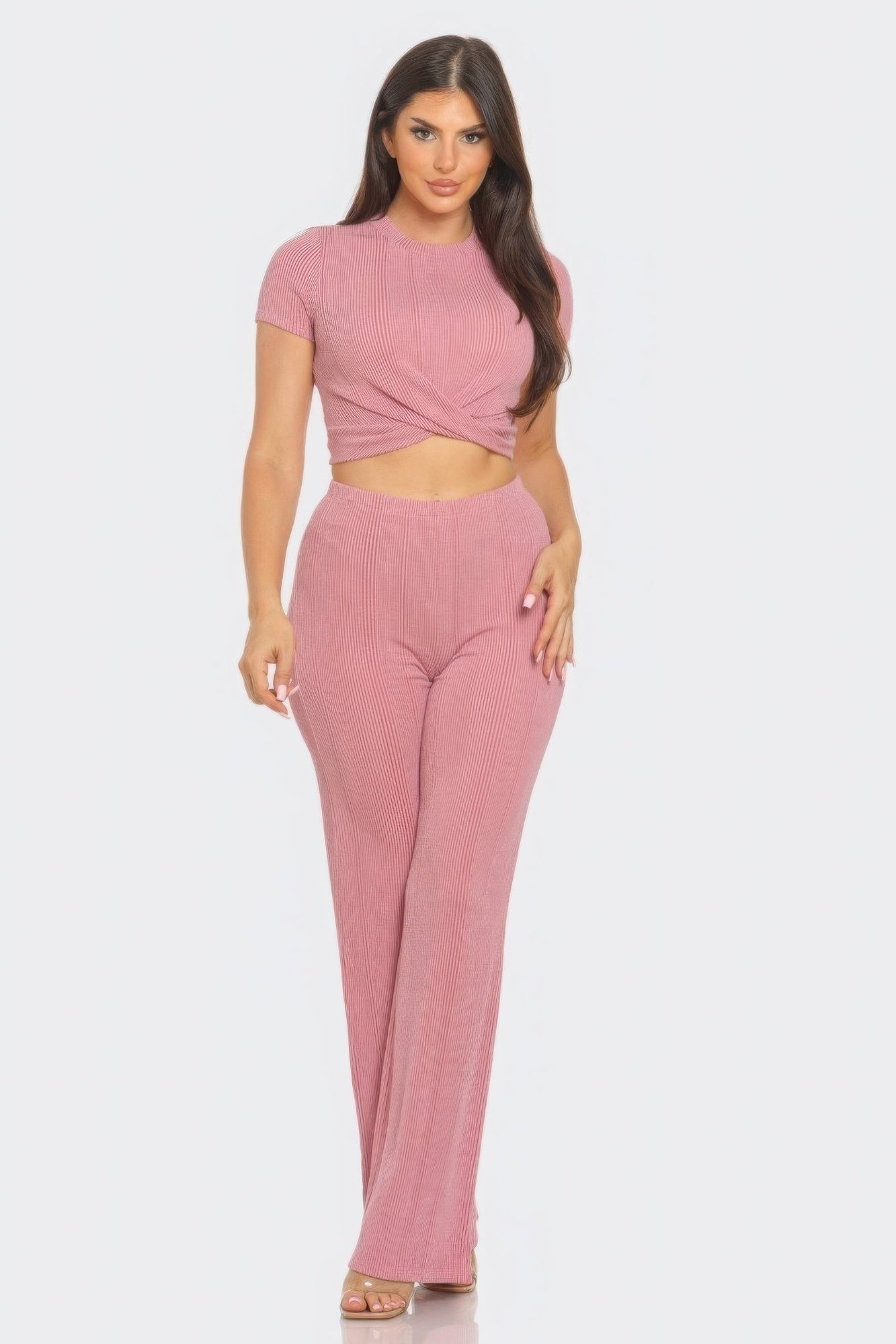 Twistin Flare Set In Mauve