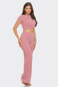 Twistin Flare Set In Mauve